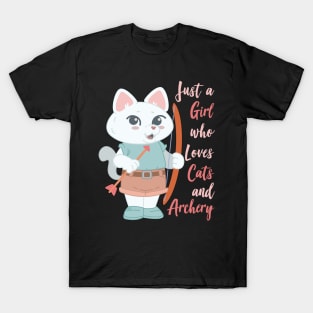 Just A Girl Who Loves Cats and Archery Gift graphic T-Shirt